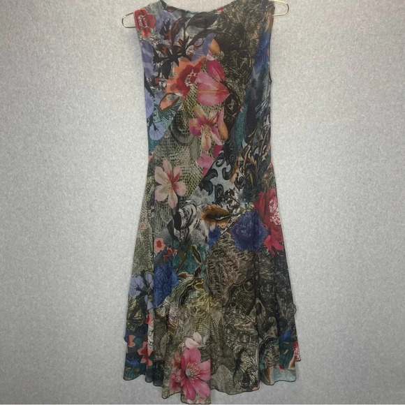 Desigual Karuka Asymmetrical Patchwork Floral Swing Dress - Picture 11 of 11